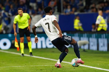 Küçük Vinicius, Carlos Tartiere Stadyumu 'ndaki Real Oviedo ve Real Madrid FC takımları arasında oynanan LaLiga EA SPORTS maçı sırasında görüldü (Maciej Rogowski)