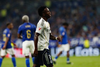 Küçük Vinicius, Carlos Tartiere Stadyumu 'ndaki Real Oviedo ve Real Madrid FC takımları arasında oynanan LaLiga EA SPORTS maçı sırasında görüldü (Maciej Rogowski)