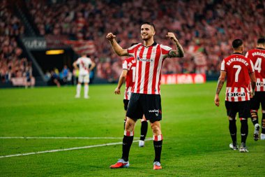 Oihan Sancet, Estadio de San Mames 'de (Maciej Rogowski) oynayan Atletizm Kulübü ve Rayo Vallecano takımları arasında oynanan LaLiga EA SPORTS maçında gol attıktan sonra kutlama yaparken görüldü.)