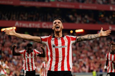 Oihan Sancet, Estadio de San Mames 'de (Maciej Rogowski) oynayan Atletizm Kulübü ve Rayo Vallecano takımları arasında oynanan LaLiga EA SPORTS maçında gol attıktan sonra kutlama yaparken görüldü.)