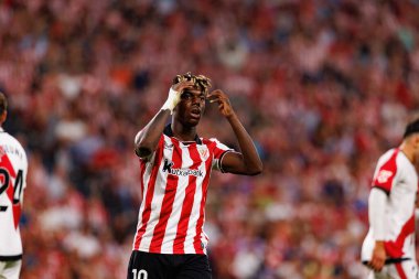 Nico Williams, Estadio de San Mames 'te Atletizm Kulübü ve Rayo Vallecano takımları arasında oynanan LaLiga EA SPORTS maçı sırasında görüldü (Maciej Rogowski)