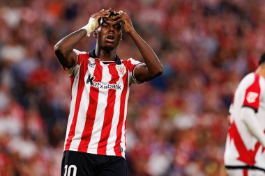 Nico Williams, Estadio de San Mames 'te Atletizm Kulübü ve Rayo Vallecano takımları arasında oynanan LaLiga EA SPORTS maçı sırasında görüldü (Maciej Rogowski)