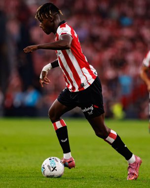 Nico Williams, Estadio de San Mames 'te Atletizm Kulübü ve Rayo Vallecano takımları arasında oynanan LaLiga EA SPORTS maçı sırasında görüldü (Maciej Rogowski)