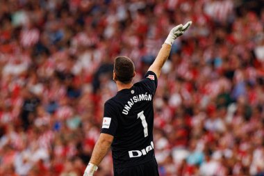 Unai Simon, Estadio de San Mames 'te Atletizm Kulübü ve Rayo Vallecano takımları arasında oynanan LaLiga EA SPORTS maçı sırasında görüldü (Maciej Rogowski)