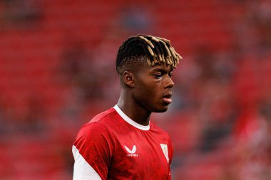 Nico Williams, Estadio de San Mames 'te Atletizm Kulübü ve Rayo Vallecano takımları arasında oynanan LaLiga EA SPORTS maçı sırasında görüldü (Maciej Rogowski)