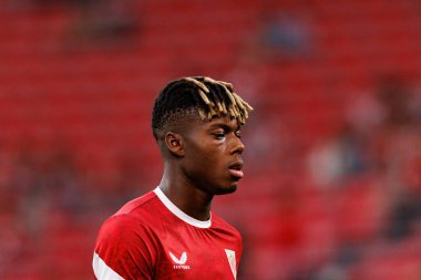 Nico Williams, Estadio de San Mames 'te Atletizm Kulübü ve Rayo Vallecano takımları arasında oynanan LaLiga EA SPORTS maçı sırasında görüldü (Maciej Rogowski)