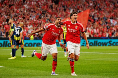 Vangelis Pavlidis ve Antonio Silva SL Benfica ve Fenerbahçe SK (Maciej Rogowski) arasındaki Şampiyonlar Ligi ön eleme maçında gol üstüne gol atarken görüldüler.)