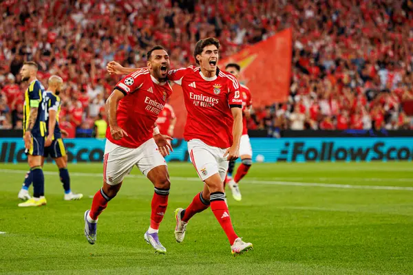 Vangelis Pavlidis ve Antonio Silva SL Benfica ve Fenerbahçe SK (Maciej Rogowski) arasındaki Şampiyonlar Ligi ön eleme maçında gol üstüne gol atarken görüldüler.)