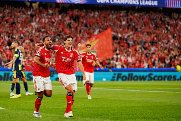 Vangelis Pavlidis ve Antonio Silva SL Benfica ve Fenerbahçe SK (Maciej Rogowski) arasındaki Şampiyonlar Ligi ön eleme maçında gol üstüne gol atarken görüldüler.)