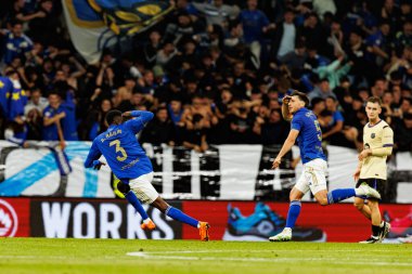 Abdel Rahim Alhassane and Alberto Reina seen celebrating after scoring goal during LaLiga EA SPORTS game between teams of Real Oviedo  and FC Barcelona at Carlos Tartiere Stadium (Maciej Rogowski/Ball Raw Images)