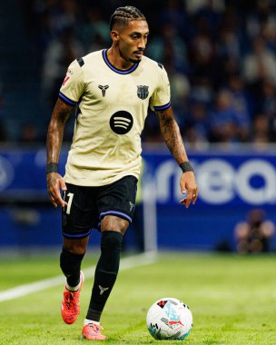 Raphinha seen during LaLiga EA SPORTS game between teams of Real Oviedo  and FC Barcelona at Carlos Tartiere Stadium (Maciej Rogowski/Ball Raw Images)