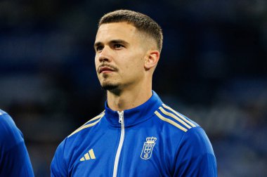 Leander Dendoncker seen during LaLiga EA SPORTS game between teams of Real Oviedo  and FC Barcelona at Carlos Tartiere Stadium (Maciej Rogowski/Ball Raw Images)