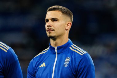 Leander Dendoncker seen during LaLiga EA SPORTS game between teams of Real Oviedo  and FC Barcelona at Carlos Tartiere Stadium (Maciej Rogowski/Ball Raw Images)