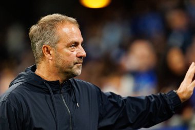Hansi Flick seen during LaLiga EA SPORTS game between teams of Real Oviedo  and FC Barcelona at Carlos Tartiere Stadium (Maciej Rogowski/Ball Raw Images)