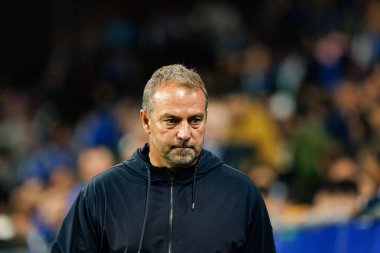 Hansi Flick seen during LaLiga EA SPORTS game between teams of Real Oviedo  and FC Barcelona at Carlos Tartiere Stadium (Maciej Rogowski/Ball Raw Images)
