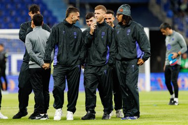 Pedri, Dani Olmo and Jules Kounde seen during LaLiga EA SPORTS game between teams of Real Oviedo  and FC Barcelona at Carlos Tartiere Stadium (Maciej Rogowski/Ball Raw Images)