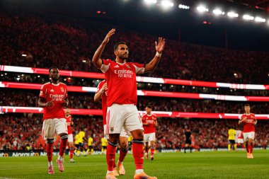 Vangelis Pavlidis seen celebrating after scoring goal during Liga Portugal game between SL Benfica and Gil Vicente FC (Ball Raw Images/ Maciej Rogowski)