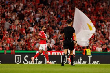 Vangelis Pavlidis seen celebrating after scoring goal during Liga Portugal game between SL Benfica and Gil Vicente FC (Ball Raw Images/ Maciej Rogowski)