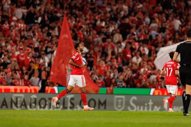 Vangelis Pavlidis seen celebrating after scoring goal during Liga Portugal game between SL Benfica and Gil Vicente FC (Ball Raw Images/ Maciej Rogowski)