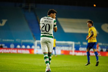 Maximiliano Araujo seen during Liga Portugal game between teams of GD Estoril Praia and Sporting CP at Estadio Antonio Coimbra da Mota (Maciej Rogowski/Ball Raw Images)