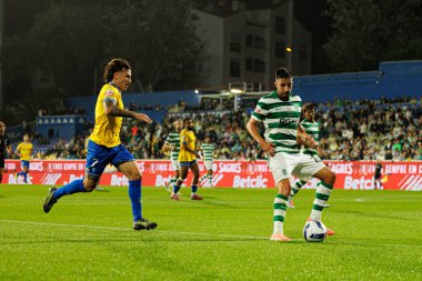Ricard Sanchez and Goncalo Inacio seen during Liga Portugal game between teams of GD Estoril Praia and Sporting CP at Estadio Antonio Coimbra da Mota (Maciej Rogowski/Ball Raw Images)