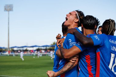 Marko Milovanovic Marezi  seen celebrating after scoring goal during Liga Portugal game between teams of FC Alverca and  Vitoria SC (Maciej Rogowski/Ball Raw Images)
