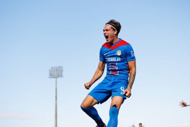 Marko Milovanovic Marezi  seen celebrating after scoring goal during Liga Portugal game between teams of FC Alverca and  Vitoria SC (Maciej Rogowski/Ball Raw Images)