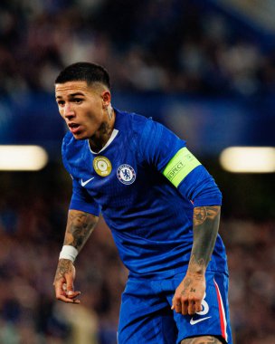 Enzo Fernandez seen during Champions League league phase game between Chelsea FC and  SL Benfica (Maciej Rogowski/ Ball Raw Images)