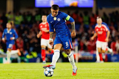 Enzo Fernandez seen during Champions League league phase game between Chelsea FC and  SL Benfica (Maciej Rogowski/ Ball Raw Images)