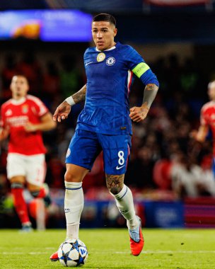 Enzo Fernandez seen during Champions League league phase game between Chelsea FC and  SL Benfica (Maciej Rogowski/ Ball Raw Images)
