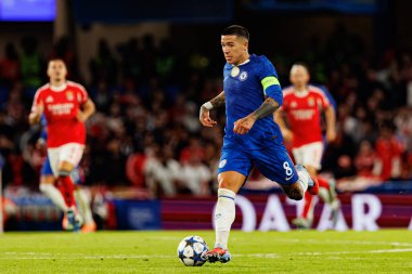 Enzo Fernandez seen during Champions League league phase game between Chelsea FC and  SL Benfica (Maciej Rogowski/ Ball Raw Images)