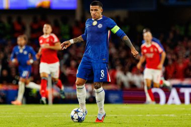 Enzo Fernandez seen during Champions League league phase game between Chelsea FC and  SL Benfica (Maciej Rogowski/ Ball Raw Images)