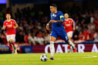 Enzo Fernandez seen during Champions League league phase game between Chelsea FC and  SL Benfica (Maciej Rogowski/ Ball Raw Images)