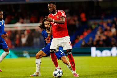 Marc Cucurella and Dodi Lukebakio seen during Champions League league phase game between Chelsea FC and  SL Benfica (Maciej Rogowski/ Ball Raw Images)