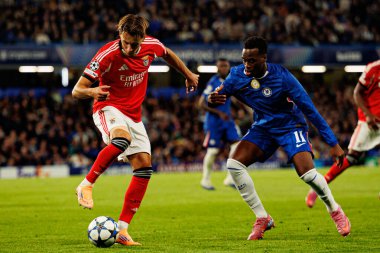 Amar Dedic and Jamie Gittens seen during Champions League league phase game between Chelsea FC and  SL Benfica (Maciej Rogowski/ Ball Raw Images)