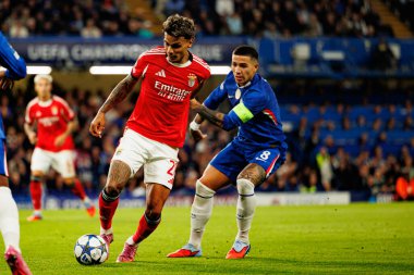 Richard Rios and Enzo Fernandez seen during Champions League league phase game between Chelsea FC and  SL Benfica (Maciej Rogowski/ Ball Raw Images)