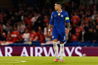 Enzo Fernandez seen during Champions League league phase game between Chelsea FC and  SL Benfica (Maciej Rogowski/ Ball Raw Images)