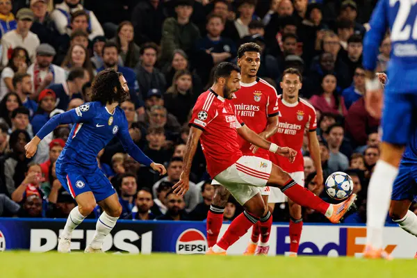 Marc Cucurella and Vangelis Pavlidis seen during Champions League league phase game between Chelsea FC and  SL Benfica (Maciej Rogowski/ Ball Raw Images)