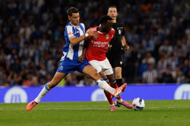 Jakub Kiwior and Dodi Lukebakio seen during Liga Portugal game between teams of FC Porto and SL Benfica at Estadio do Dragao (Maciej Rogowski/Ball Raw Images)