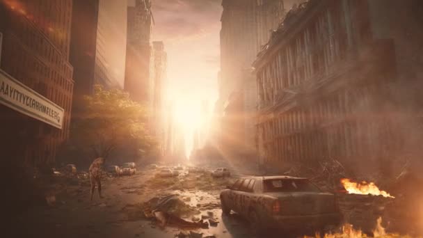 Video See Post Apocalyptic City Has Been Ravaged Zombie Outbreak — Vídeos de Stock