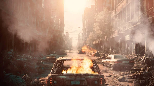Dalam Foto Ini Kita Melihat Sebuah Mobil Rusak Yang Terbakar Stok Gambar