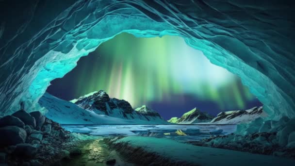 Video Začíná Úchvatným Výhledem Ledovou Jeskyni Arktidě Kamera Pomalu Pohybuje — Stock video