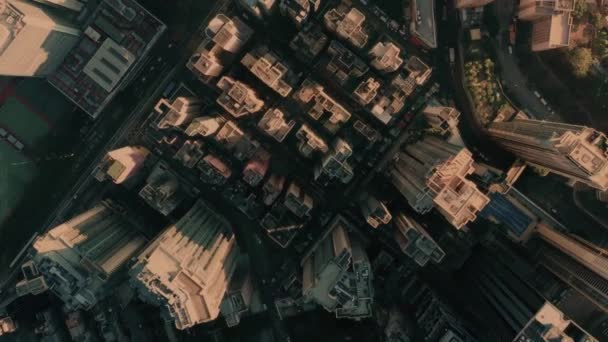 Drone Shot Aerial View Hong Kong Skyline China High Quality — Stock Video