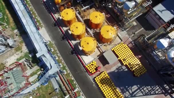 Veduta Aerea Una Grande Moderna Raffineria Petrolio Con Serbatoi Stoccaggio — Video Stock