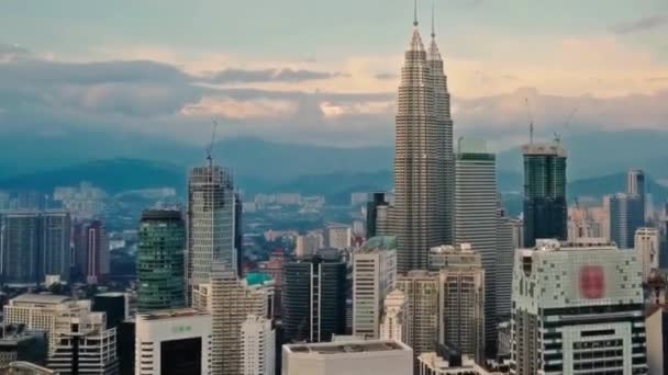 Cityscape Time Lapse Wide Angle Aerial Kuala Lumpur City View — Stock Video