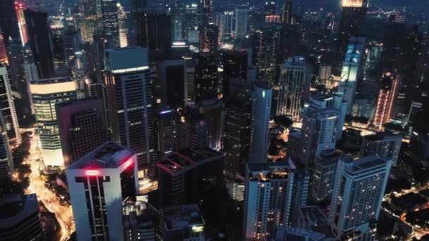 Vista Aérea Kuala Lumpur Malasia Tráfico Nocturno Imágenes Alta Calidad — Vídeos de Stock
