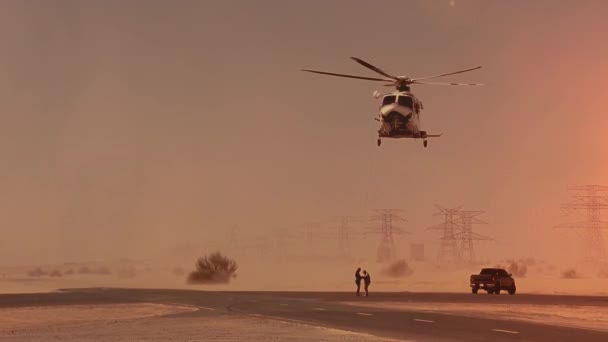 Военный Вертолет Солдаты Пустыне Высококачественные Кадры — стоковое видео