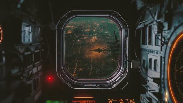 Atemberaubender Blick Vom Bullauge Der Internationalen Raumstation Auf Den Planeten — Stockvideo