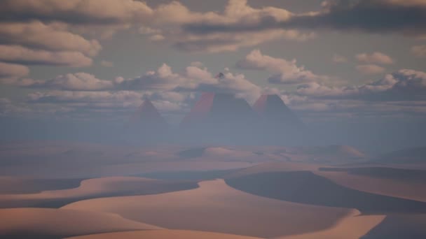 Aerial Utsikt Från Öknen Till Egyptiska Pyramider Timelapse Från Dag — Stockvideo