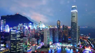 Hong Kong şehrinin Hong Kong 'lu zamanı. Yüksek kalite 4k görüntü